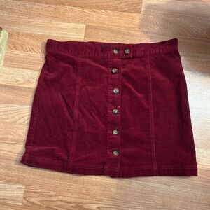 Forever 21 Deep Red Corduroy Mini Skirt